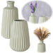 KI-generiertes Bild Nordic Blumen-Vase Oslo 2´er Set Creme Grün Keramik Tisch-Vase Pampasgras