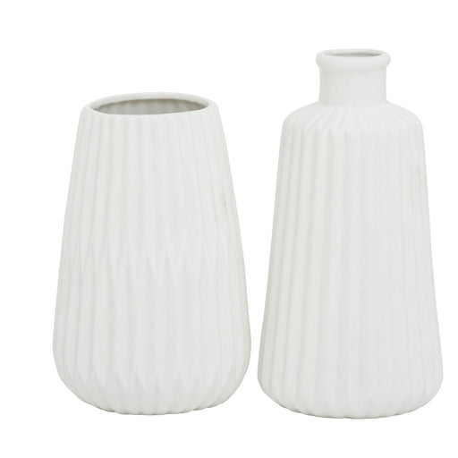 KI-generiertes Bild,Nordic Blumen-Vase Oslo 2´er Set Creme Weiß Keramik Tisch-Vase Pampasgras