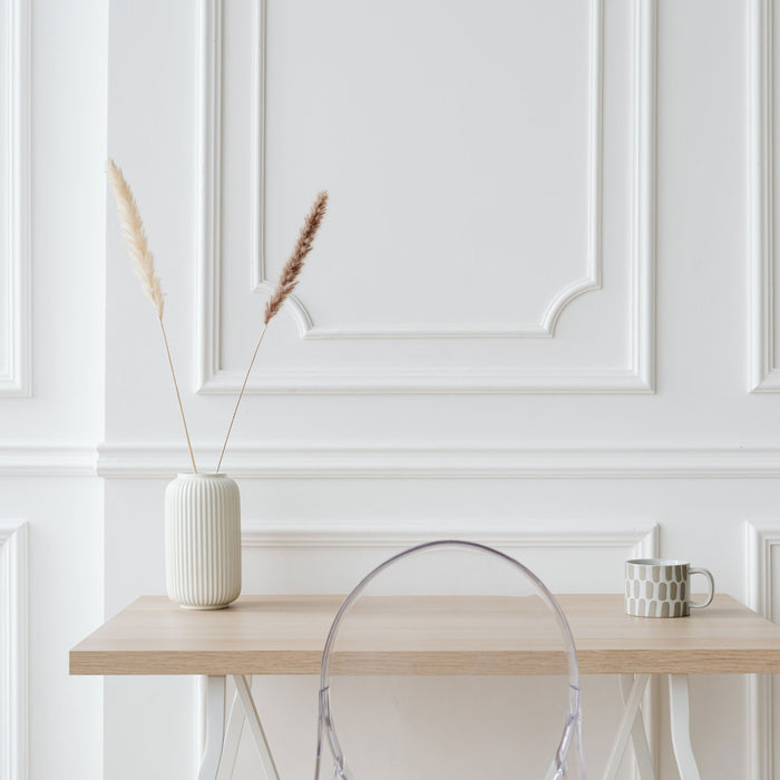 KI-generiertes Bild,Nordic Blumen-Vase Oslo 2´er Set Creme Weiß Keramik Tisch-Vase Pampasgras