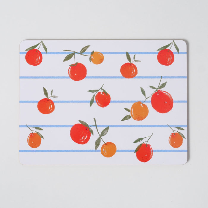 KI-generiertes Bild,2x Kork Tischset Platzset Orange Früchte 40x30cm abwaschbar Rechteck Platzmatte