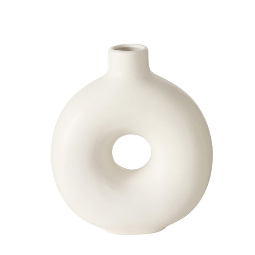 KI-generiertes Bild,Nordic Blumen-Vase Donut 20x17cm Creme Weiß Rund Keramik Tisch-Vase Pampasgras