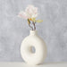 KI-generiertes Bild,Nordic Blumen-Vase Donut 20x17cm Creme Weiß Rund Keramik Tisch-Vase Pampasgras