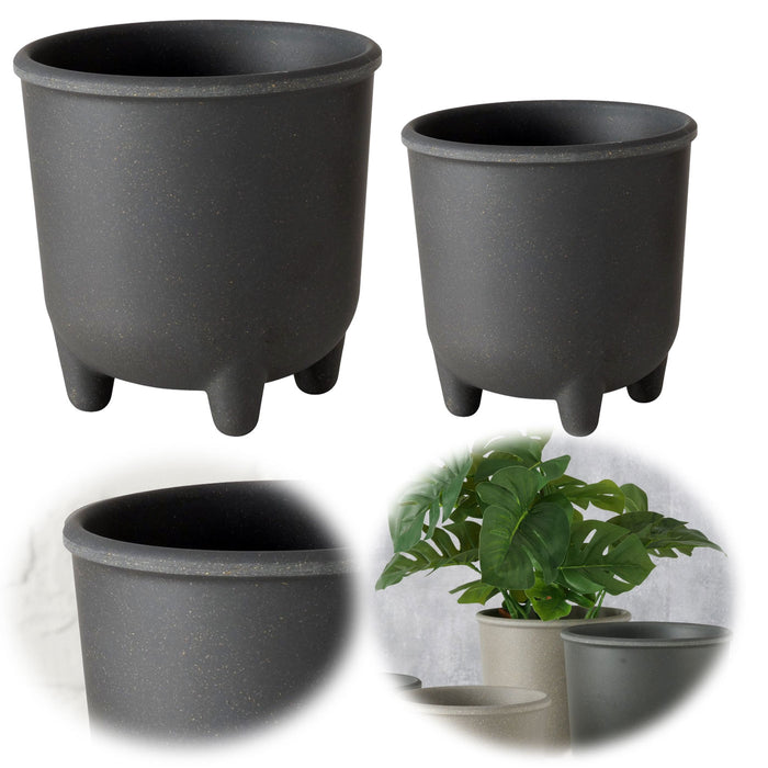 KI-generiertes Bild Pflanztopf Blumenkübel List 13-16cm 2´er Set Grau Rund Übertopf Blumentopf