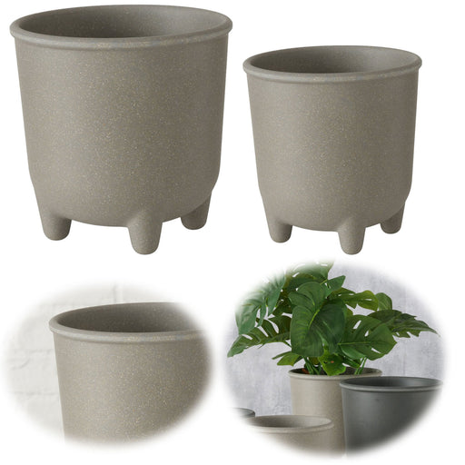 KI-generiertes Bild Pflanztopf Blumenkübel List 13-16cm 2´er Set Anthrazit Rund Übertopf Blumentopf