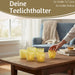 KI-generiertes Bild,6x Glas Teelichthalter Retro Gelb 7-9cm Set Windlicht-Halter Kerzenständer