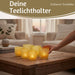 KI-generiertes Bild,6x Glas Teelichthalter Retro Gelb 7-9cm Set Windlicht-Halter Kerzenständer