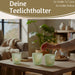 KI-generiertes Bild,6x Glas Teelichthalter Retro Grün Weiß 7-9cm Set Windlicht-Halter Kerzenständer