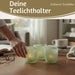 KI-generiertes Bild,6x Glas Teelichthalter Retro Grün Weiß 7-9cm Set Windlicht-Halter Kerzenständer