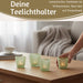 KI-generiertes Bild,6x Glas Teelichthalter Retro Grün Weiß 7-9cm Set Windlicht-Halter Kerzenständer