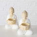 KI-generiertes Bild,2´er Set Teelichthalter Buddha Statuen 15cm Beige Weiß Figuren sitzend Teelichtständer