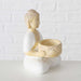 KI-generiertes Bild,2´er Set Teelichthalter Buddha Statuen 15cm Beige Weiß Figuren sitzend Teelichtständer
