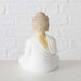 KI-generiertes Bild,2´er Set Teelichthalter Buddha Statuen 15cm Beige Weiß Figuren sitzend Teelichtständer