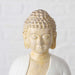 KI-generiertes Bild,2´er Set Teelichthalter Buddha Statuen 15cm Beige Weiß Figuren sitzend Teelichtständer
