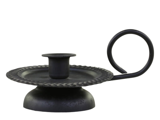 KI-generiertes Bild,Metall Stabkerzenhalter Schwarz Griff 11cm Sockel Kammerleuchter Kerzenständer