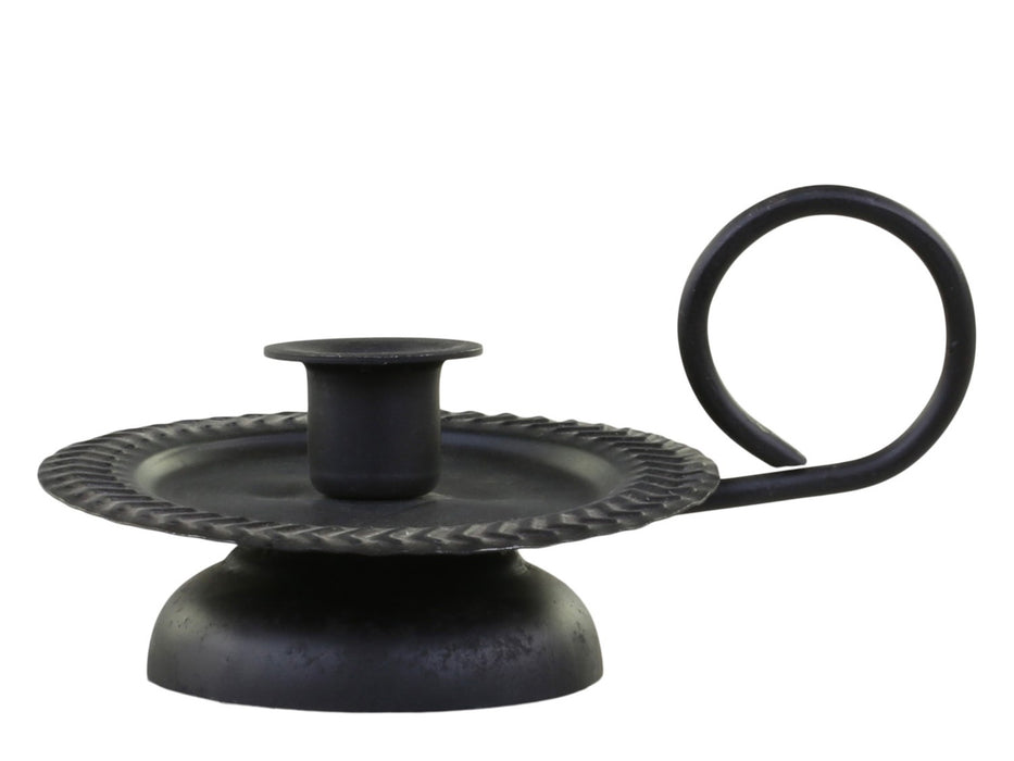KI-generiertes Bild,Metall Stabkerzenhalter Schwarz Griff 11cm Sockel Kammerleuchter Kerzenständer