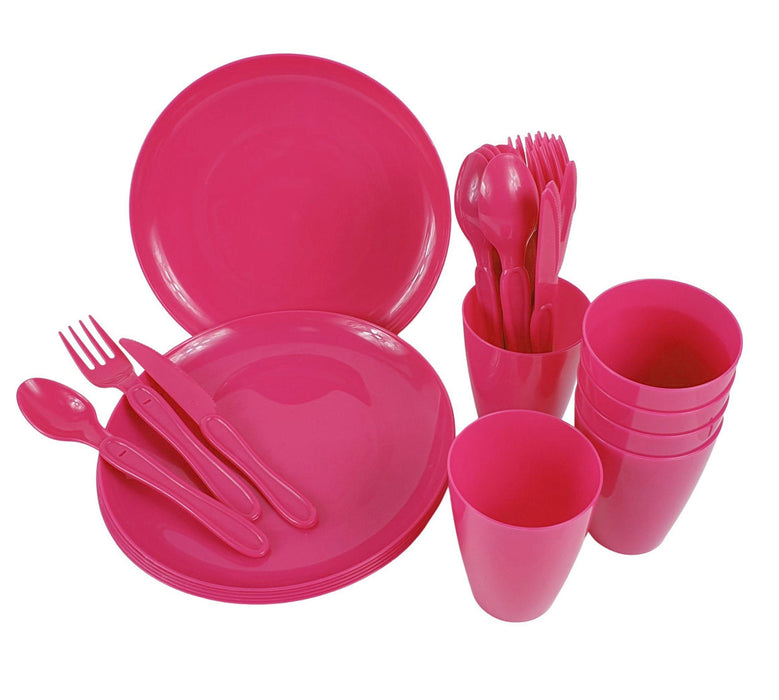 KI-generiertes Bild,31-teiliges Picknick-Set Rot Geschirr Picknickkorb Mehrweggeschirr 6 Personen