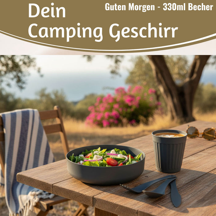 KI-generiertes Bild,6-teiliges Picknick-Set Tragetasche Camping Geschirr Besteck Mehrweggeschirr