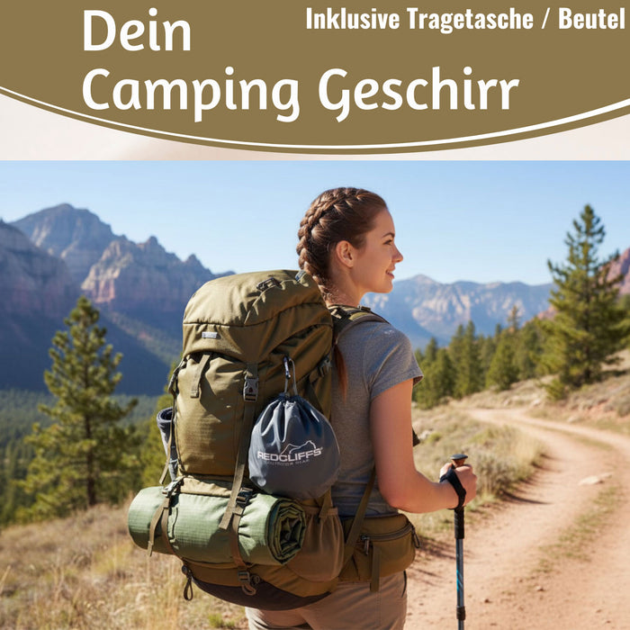 KI-generiertes Bild,6-teiliges Picknick-Set Tragetasche Camping Geschirr Besteck Mehrweggeschirr