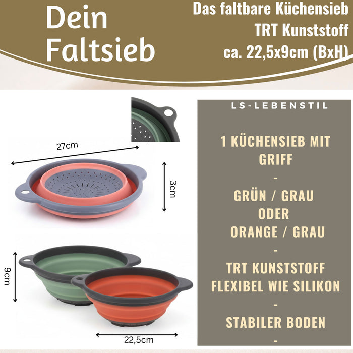 KI-generiertes Bild,Flexibles Abtropfsieb Nudelsieb 23cm Rund faltbar Seiher Küchensieb Camping