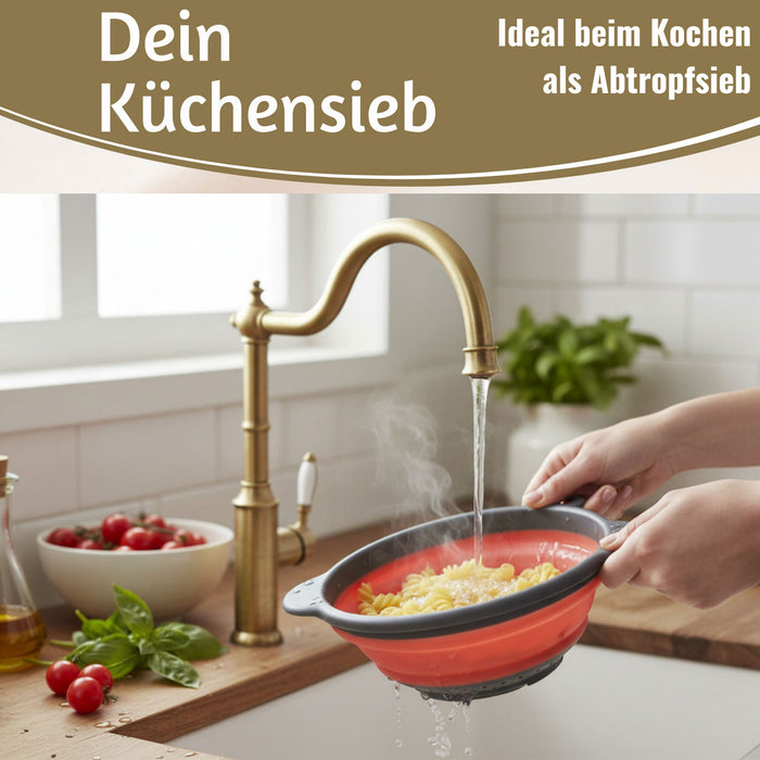 KI-generiertes Bild,Flexibles Abtropfsieb Nudelsieb 23cm Rund faltbar Seiher Küchensieb Camping