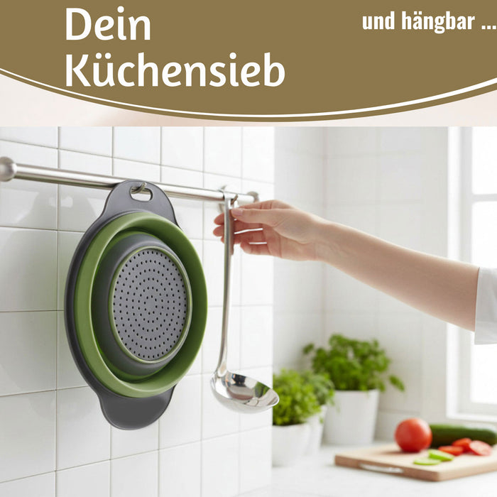 KI-generiertes Bild,Flexibles Abtropfsieb Nudelsieb 23cm Rund faltbar Seiher Küchensieb Camping