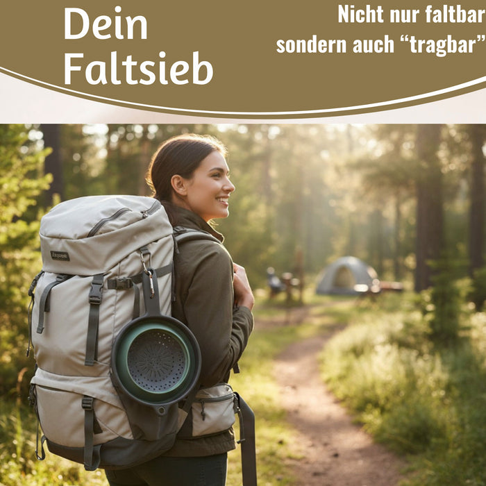 KI-generiertes Bild,Flexibles Abtropfsieb Nudelsieb 36x19cm faltbar mit Griff Sieb Küchensieb Camping