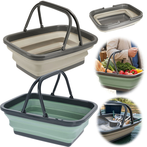 KI-generiertes Bild Flexibler Einkaufskorb 10L 38x28cm faltbar mit Griff Faltkorb Wassereimer Camping