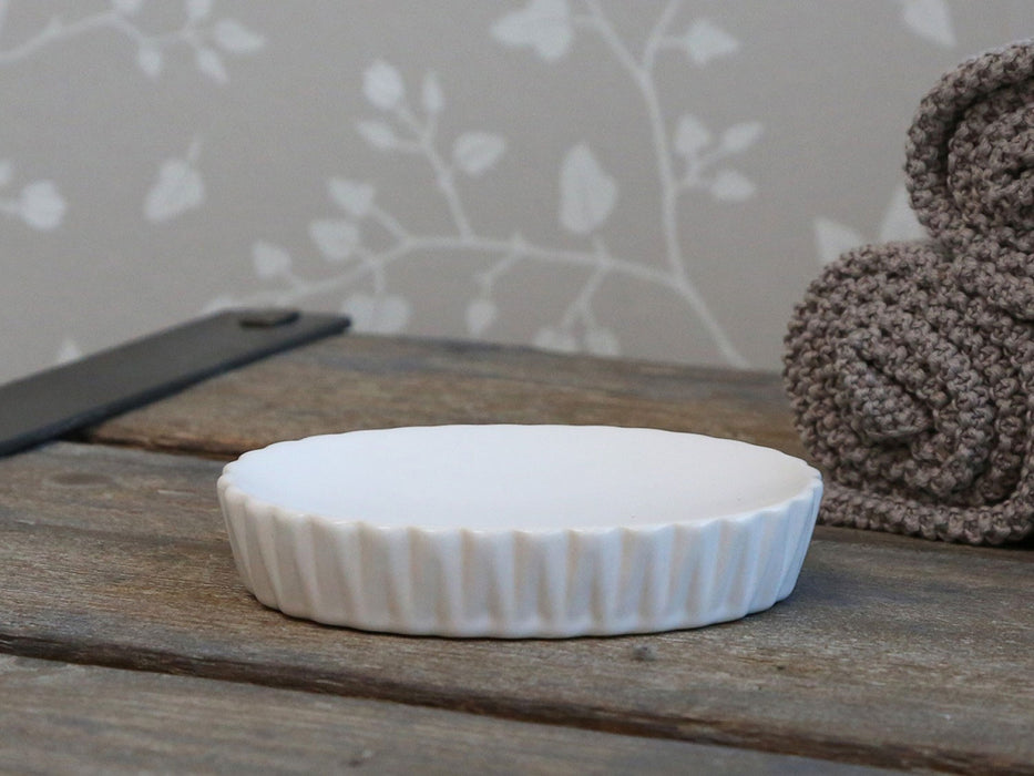 KI-generiertes Bild,Seifenschale Diamant Creme Weiß 13cm Porzellan Seifenhalter Seifenablage