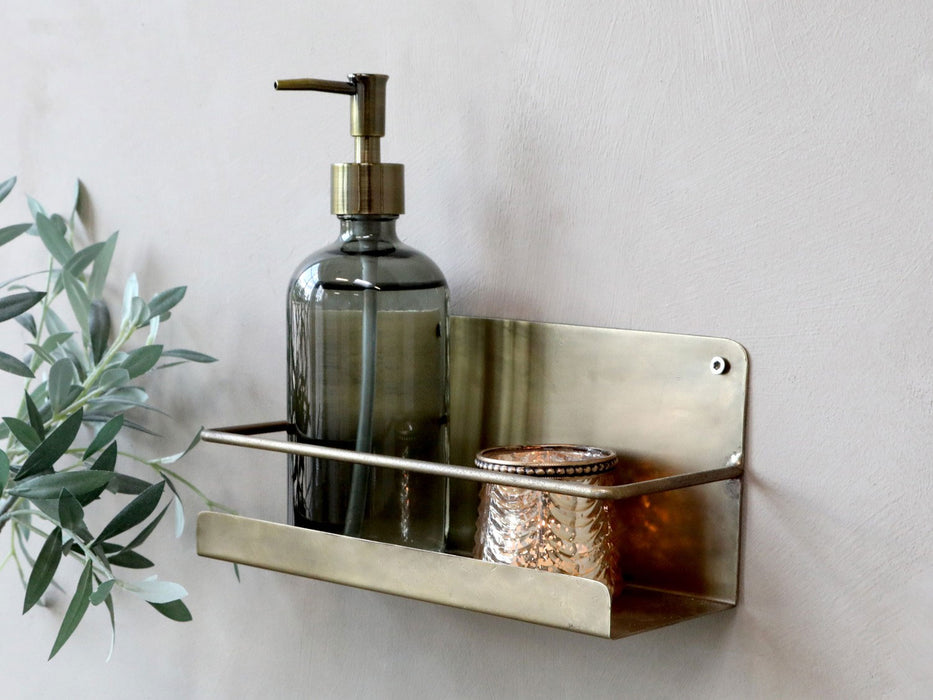 KI-generiertes Bild,Exklusives Vintage Wandregal Messing 24x11cm Gold Bad Küchen-Regal Wandboard