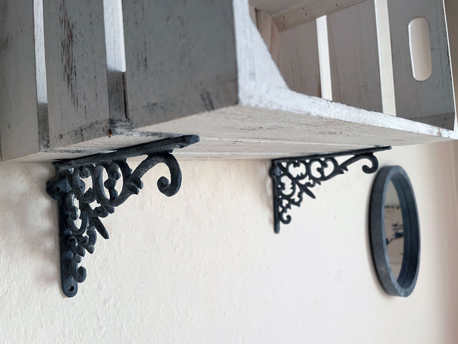 KI-generiertes Bild,Vintage Regalwinkel Grau 18cm Gusseisen Regalträger Winkel Konsole Halterung