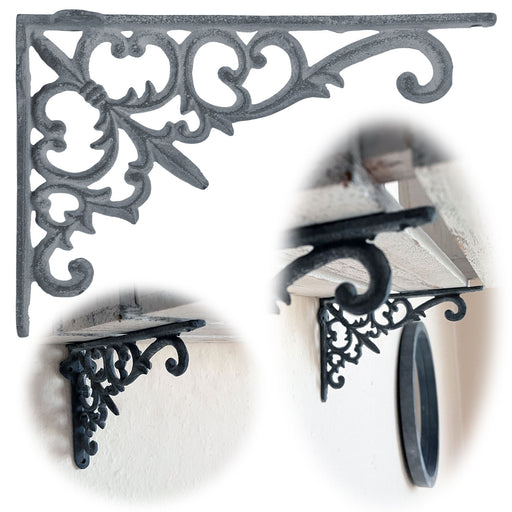 KI-generiertes Bild Vintage Regalwinkel Grau 18cm Gusseisen Regalträger Winkel Konsole Halterung