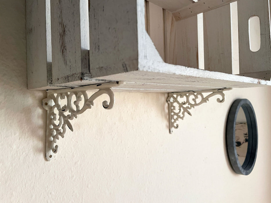 KI-generiertes Bild,Vintage Regalwinkel Weiß 18cm Gusseisen Regalträger Winkel Konsole Halterung