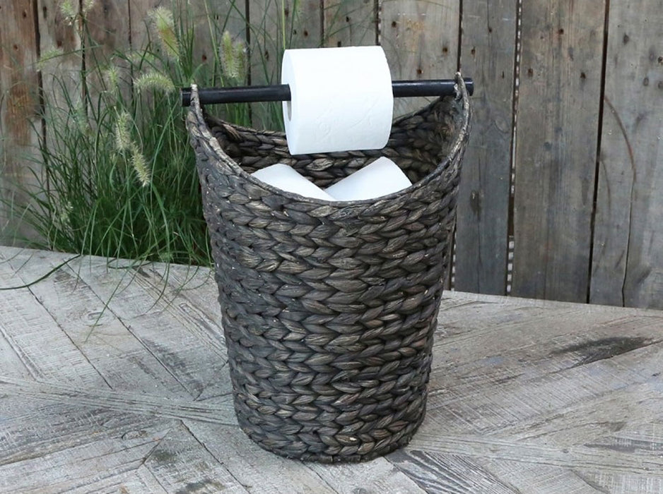 KI-generiertes Bild,Toilettenpapier-Ständer Deko-Korb Shabby Grau 40cm Rattan Look Klorollen-Halter