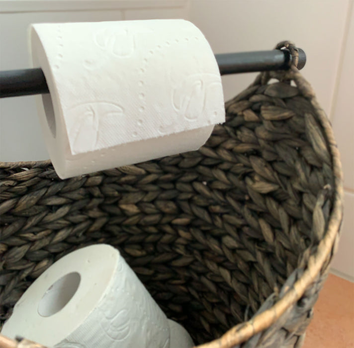 KI-generiertes Bild,Toilettenpapier-Ständer Deko-Korb Shabby Grau 40cm Rattan Look Klorollen-Halter
