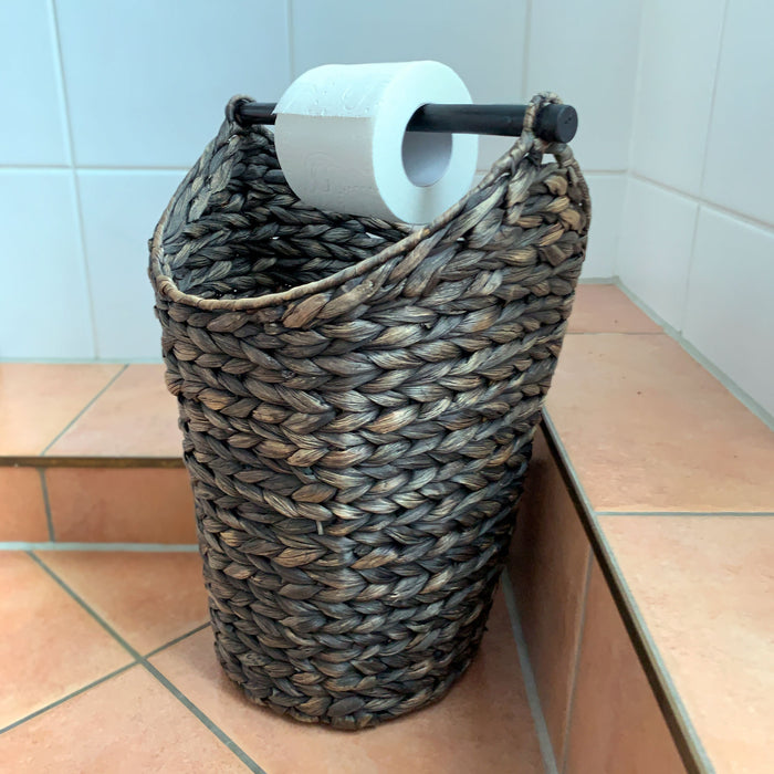 KI-generiertes Bild,Toilettenpapier-Ständer Deko-Korb Shabby Grau 40cm Rattan Look Klorollen-Halter