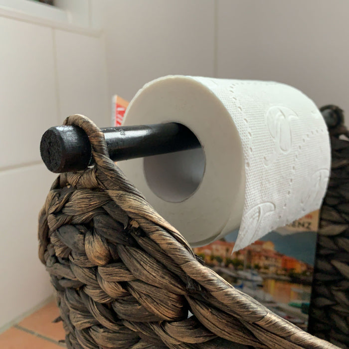 KI-generiertes Bild,Toilettenpapier-Ständer Deko-Korb Shabby Grau 40cm Rattan Look Klorollen-Halter