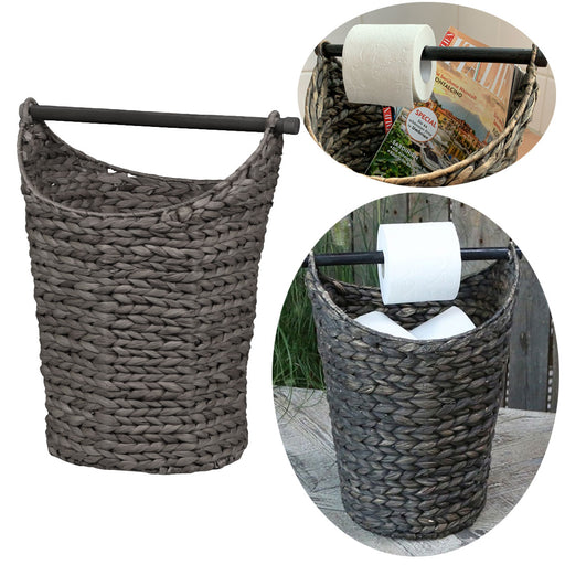 KI-generiertes Bild Toilettenpapier-Ständer Deko-Korb Shabby Grau 40cm Rattan Look Klorollen-Halter
