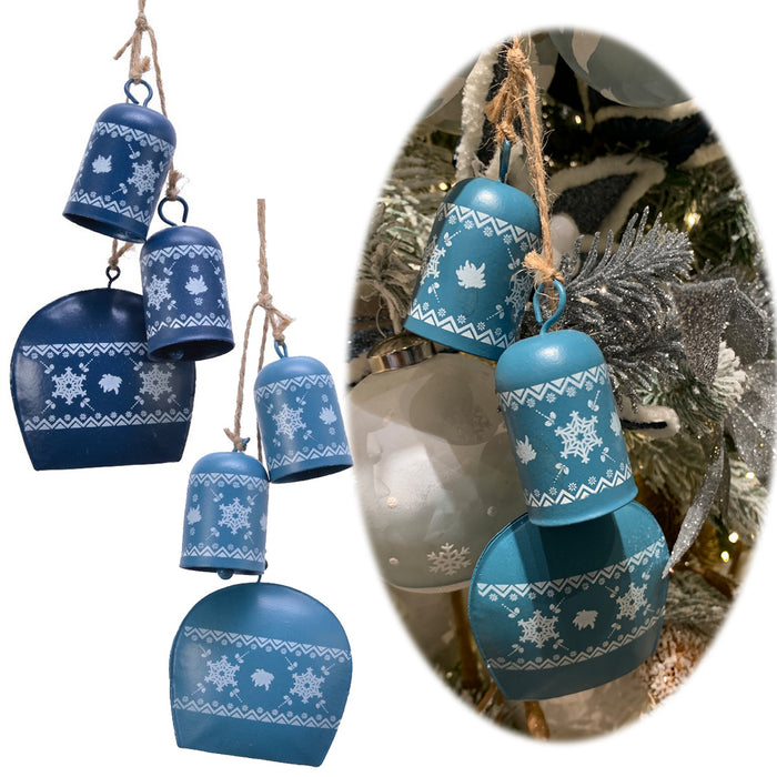 KI-generiertes Bild Design 2x Deko-Objekt Kuh-Glocken 6 Glöckchen Winter Christbaum-Hänger