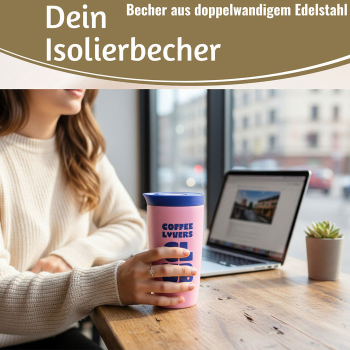 KI-generiertes Bild,Edelstahl Thermobecher 350ml Coffee Lovers Coffee to Go Becher Kaffeebecher Tee