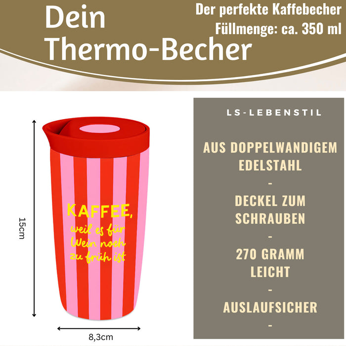 KI-generiertes Bild,Edelstahl Thermobecher 350ml Kaffee Wein Coffee to Go Becher Kaffeebecher Tee