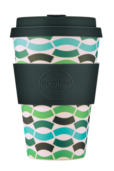 KI-generiertes Bild,Ecoffee Cup 400ml Green Polka Grün Blau PLA Coffee to Go Becher Wiederverwendbar