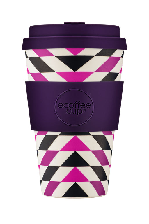 KI-generiertes Bild,Ecoffee Cup 400ml Pink Polka Lila Pink PLA Coffee to Go Becher Wiederverwendbar