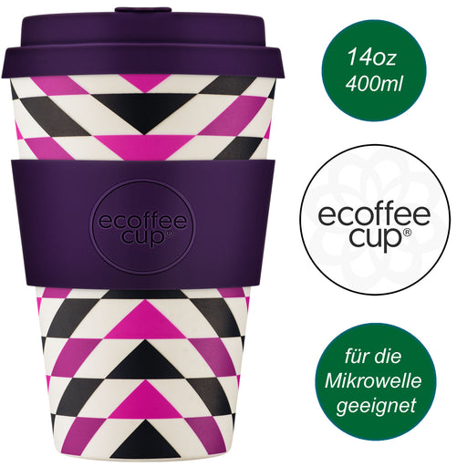 KI-generiertes Bild Ecoffee Cup 400ml Pink Polka Lila Pink PLA Coffee to Go Becher Wiederverwendbar