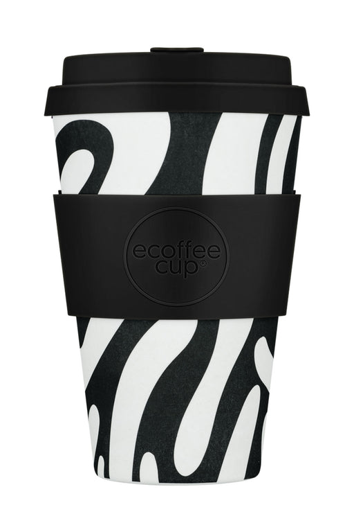 KI-generiertes Bild,Ecoffee Cup 400ml Basket Case Schwarz PLA Coffee to Go Becher Wiederverwendbar