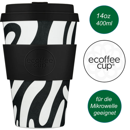 KI-generiertes Bild Ecoffee Cup 400ml Basket Case Schwarz PLA Coffee to Go Becher Wiederverwendbar
