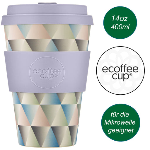 KI-generiertes Bild Ecoffee Cup 400ml Magnificent Grau Blau PLA Coffee to Go Becher Wiederverwendbar