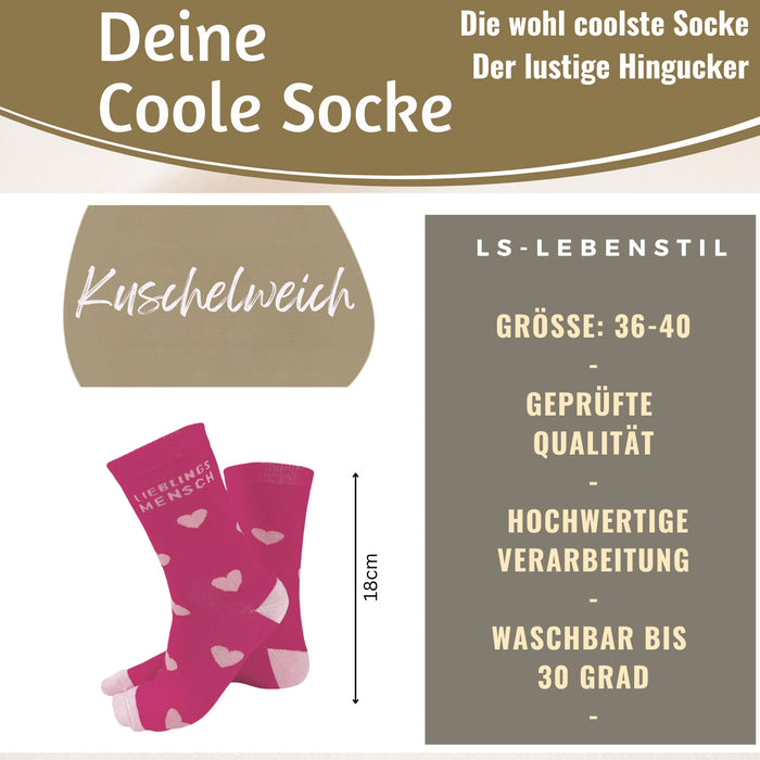 KI-generiertes Bild,Coole lustige Socke Gr. 36-40 Spruch "Lieblingsmensch" Pink Damen Witzig Geschenk