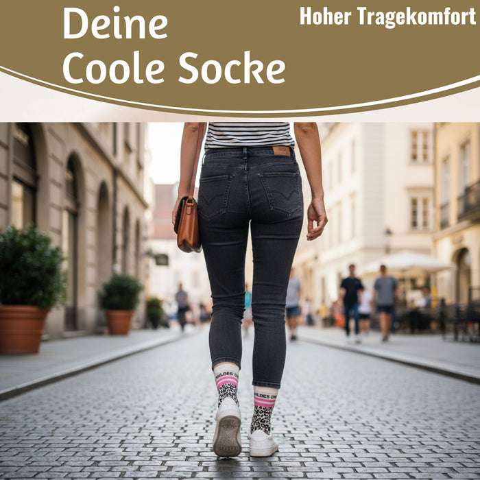 KI-generiertes Bild,Coole lustige Socke Gr. 36-40 Spruch "Du Wildes Ding" Leo Damen Witzig Geschenk