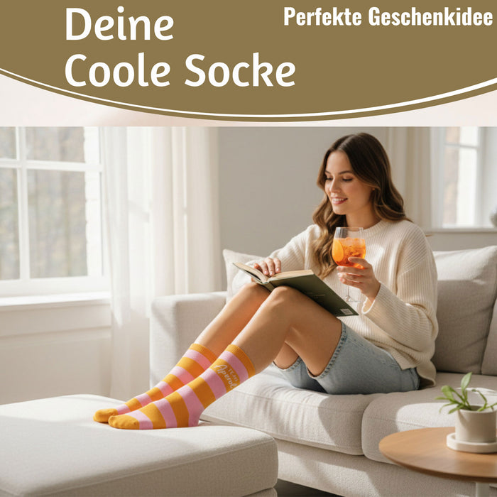 KI-generiertes Bild,Coole lustige Socke Gr. 36-40 Spruch "Team Aperol" Rosa Damen Witzig Geschenk