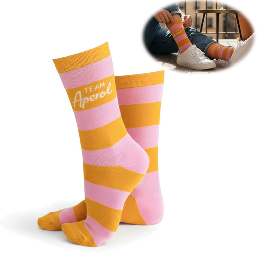 KI-generiertes Bild Coole lustige Socke Gr. 36-40 Spruch "Team Aperol" Rosa Damen Witzig Geschenk